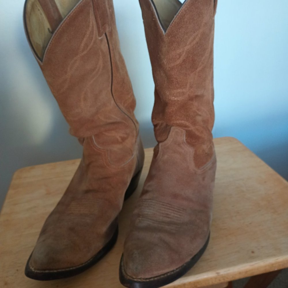 Tony Lama Rough Suede Cowboy Boots